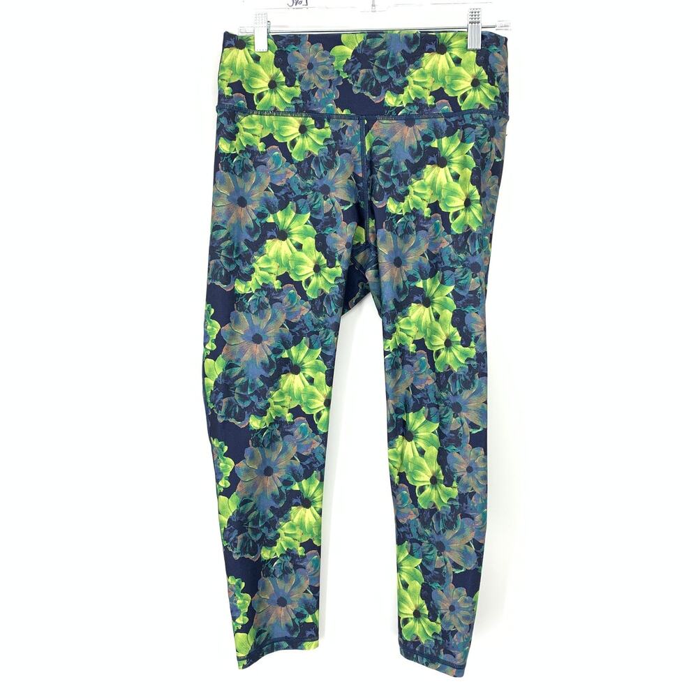 Fabletics Leggings Womens XL Multicolor Floral Cropped Tapered Wide Waistband